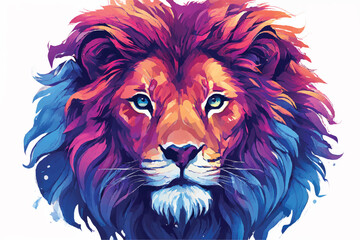 Lion Logo. Lion Illustration.  Lion colorful art graphic illustration. Abstract Majesty: Lion Head with Colorful Vector Illustration. Template for t-shirts, stickers, etc. Lion logo Illustration. 