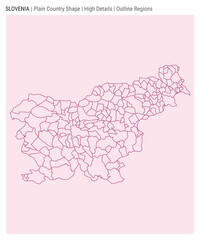 Slovenia plain country map. High Details. Outline Regions style. Shape of Slovenia. Vector illustration.
