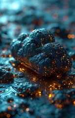 image of the hologram of the cloud, cloud technology, cloud storage,