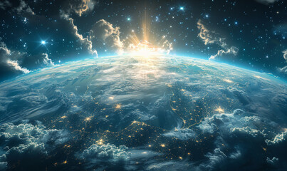 Obraz premium Earth and galaxy. Elements of this image furnished