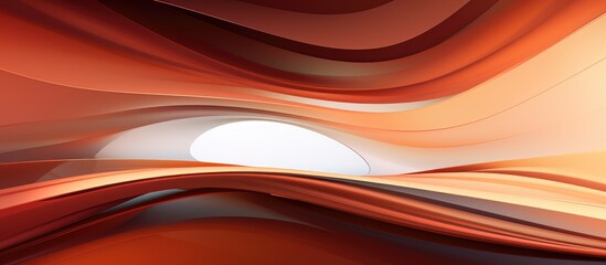 This close-up view showcases a vibrant orange and white background, featuring a dynamic and abstract interior with smooth gradient objects in brown and various colors.