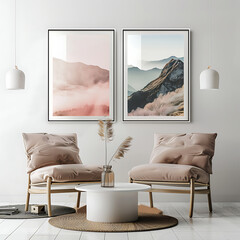 Wall art frame mockup in natural style