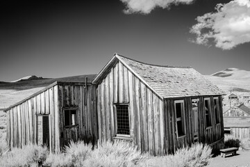 Obraz premium Old prospectors cabin in the desert Black and White