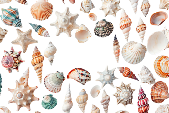 collection of isolated seashells

