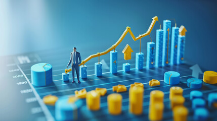 graph on the table and the person walking 