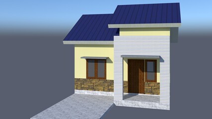 3D Illustration of A Small House-House Exterior
