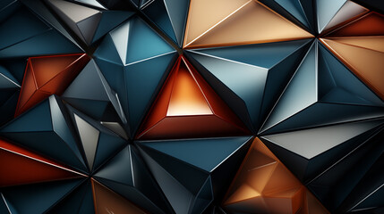 Abstract mosaic of geometric shapes in a spectrum of metallic colors
