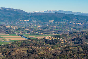 Scenic view on Mount Soratte, near Sant'Oreste village, Lazio region of Italy.