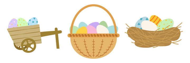 Easter eggs flat cartoon vector