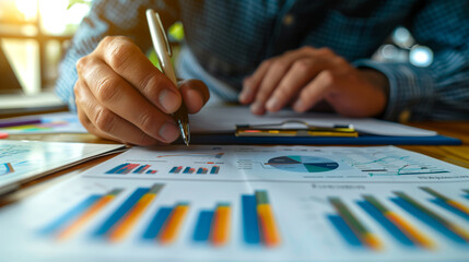 a person studies the financial strategy chart