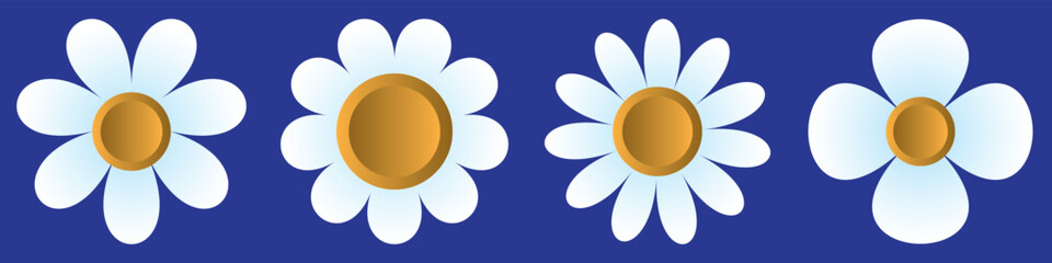 Camomile set. daisy chamomile icon. Cute round flower plant collection. Love card symbol. Growing concept. Flat design.