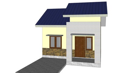 3D Illustration of A Small House-House Exterior