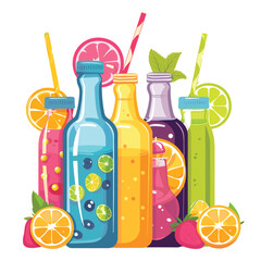 Vector orange juice healthy drink in glass and citrus fruit is isolated in the background