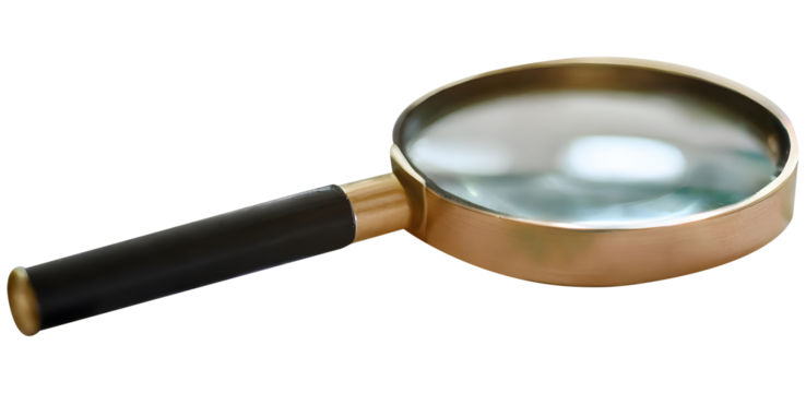 Magnifying glass, concept of information search and document authentication. Zoom object.