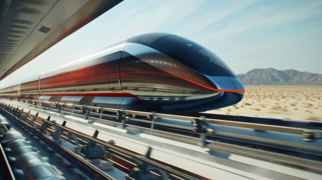 Futuristic hyperloop train overtaking with rear curtain sync for dynamic effect