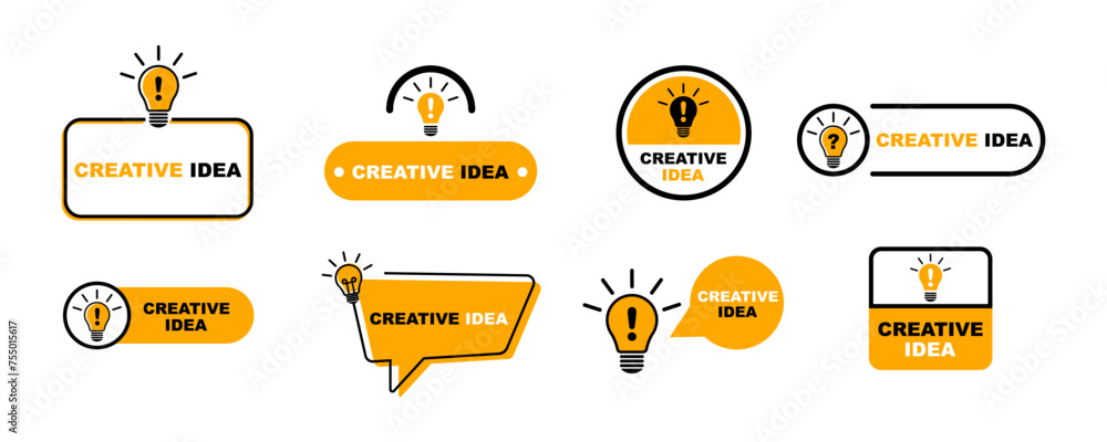 Aufkleber set of new creative idea vector icons. innovation solution. vector 10 eps.