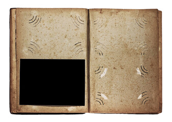 old photo album isolated on transparent background, PNG clip art.