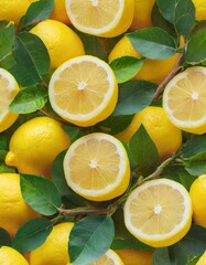 : seamless repeatable and tilelable texture pattern of fresh lemon fruits 