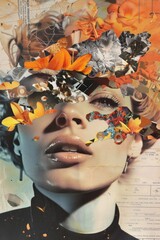 Dreaming Big: Vision Board Collage with Images of Success, People, and Business on Paper Background featuring a Woman's Hand