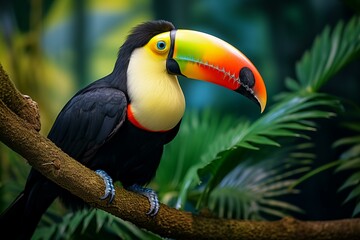 Vibrant Tropical toucan. Forest jungle bird. Generate Ai