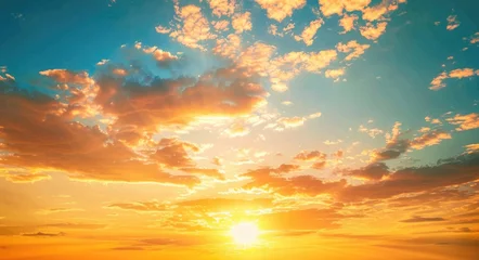 Poster Golden Hour: Stunning Orange & Blue Sky at Sundown - Perfect for Summer Travel & Transportation © Serhii