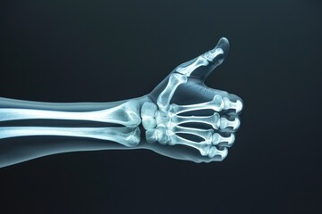 Good Condition X Ray of Broken Finger in Hand. Dramatic X Ray of Hand Showing Broken Bone. Diagnosis of Bone Condition in Body