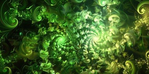 Green Fractal Abstract Background - Cool and Creative Backdrop for Presentations, Featuring Hallucinogenic Green Fractal Pattern