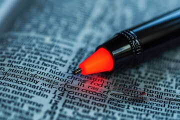 Independent Red Highlight Definition on Textbook Page - A Close-up Image of Independent Word Highlighted by Red Marker in the Dictionary