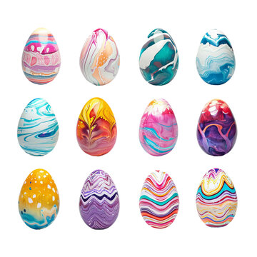 set of isolated easter eggs
