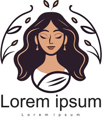 Spa logo template, flower girl minimalist design vector