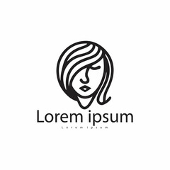 Spa logo template, flower girl minimalist design vector