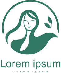 Spa logo template, flower girl minimalist design vector