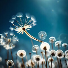 Abstract blurred nature background dandelion seeds parachute. Abstract nature bokeh pattern 
