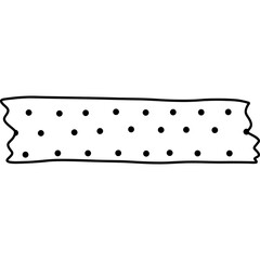 Fototapeta premium Cute doodle washi tape stripe with dot pattern. Adhesive tape with black and white ornament. Minimalistic decorative scotch tape with ragged edges for scrapbook, planner, notebook, craft.