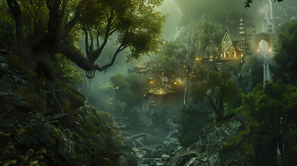 Generative AI, Ethereal Elven Sanctuary: Hidden Wonders in Ancient Woods