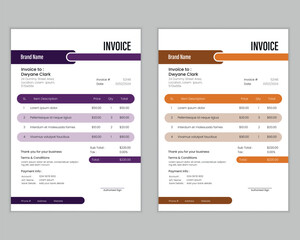 Minimal invoice template vector design