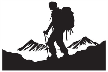 hiker silhouette vector illustration