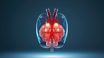 glowing neon human liver