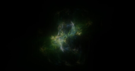 Multicolored energy glowing green cosmic magic smoke dust futuristic bright background