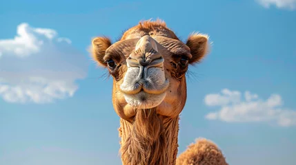 Zelfklevend Fotobehang A happy camel close-up © Asad
