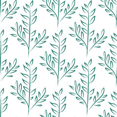 Green leaves seamless repeat pattern