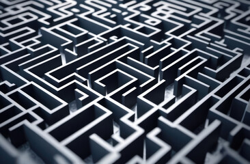 3D maze, grey, top view