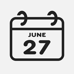 Icon page calendar day - 27 June