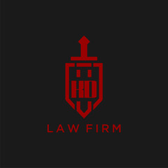 KD initial monogram for law firm with sword and shield logo image