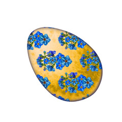 Watercolor Easter yellow egg with floral pattern of spring blooming primroses for Easter clipart, cards, invitations, stickers, scrapbooking, borders, patterns, wrapping, gifts, wallpaper, background