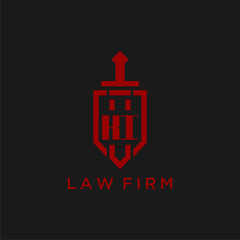 KI initial monogram for law firm with sword and shield logo image