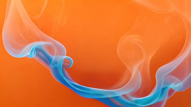 Jet of blue smoke on an orange background.