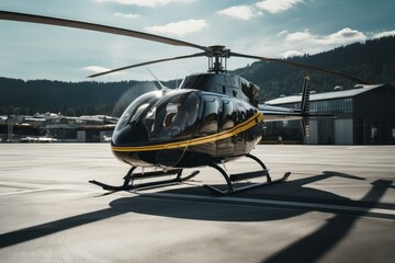 Impressive Private helicopter of businessman outdoor photo. Boss Generate Ai