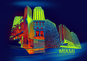 Collage about Miami, Florida, United States of America. It is famous travel location.