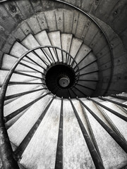 Black and white spiral stairs